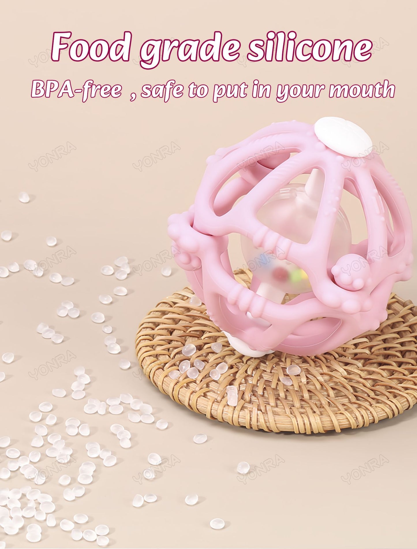 Removable Rattle & Sensory Teether Bed Bell Silicone Montessori Ball Newborn Baby Toys Children's Kids Gift Development Games