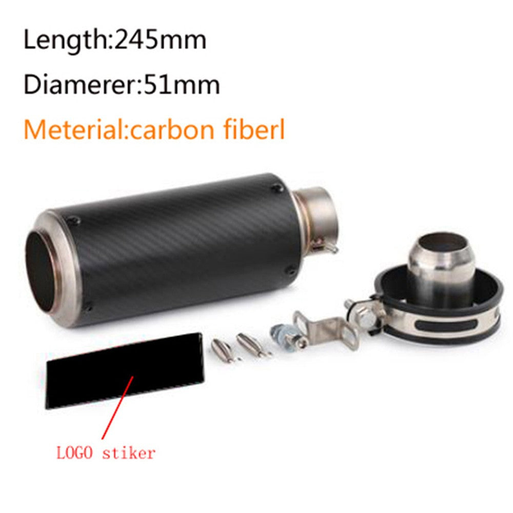 motorcycle exhaust inox muffler carbon fiber exhaust Universal 51/60mm with DB Killer for z900 R3 R25 MT07 MT09 R1 Z400 Z650