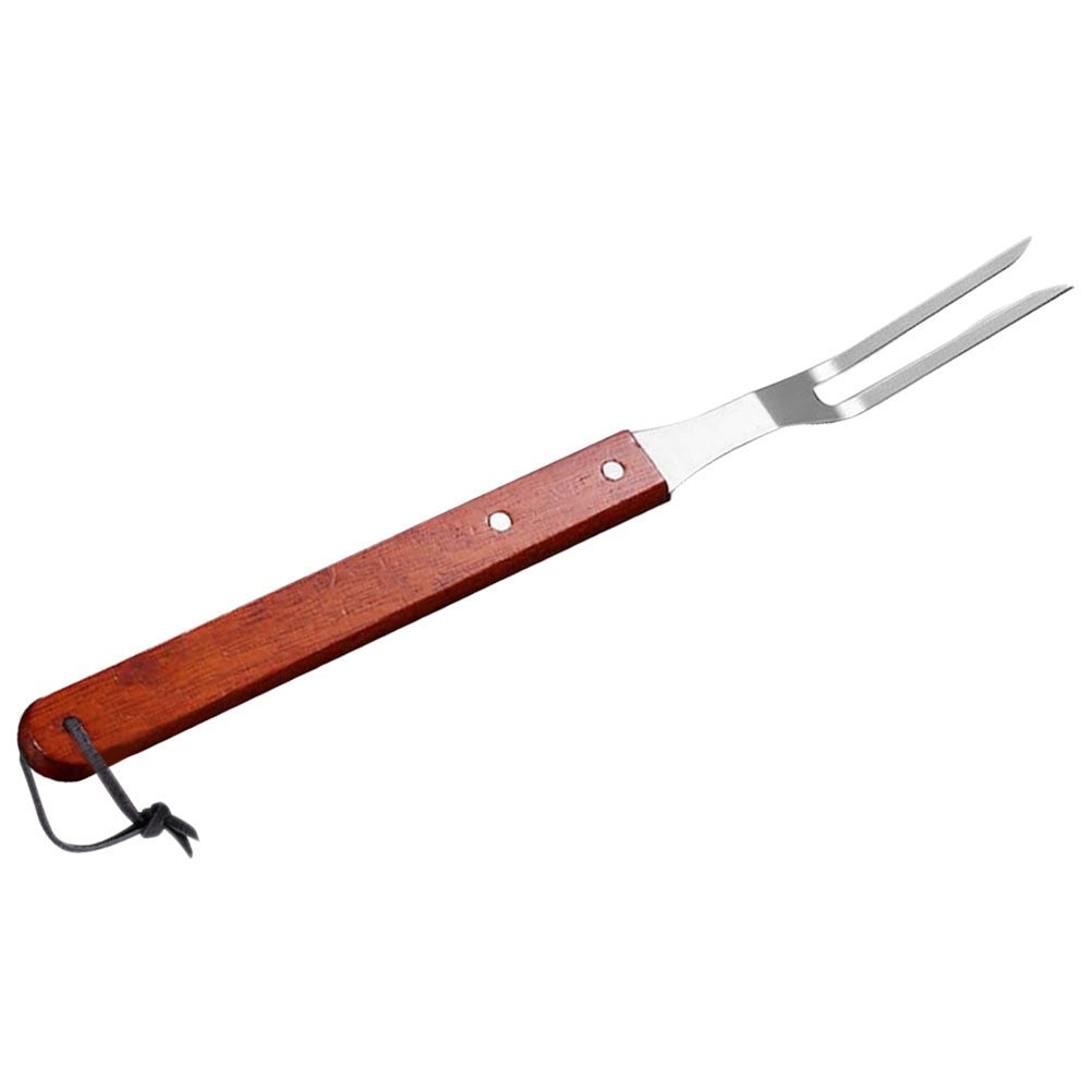 Stainless Steel Bbq Skewers 12 Inch With Wood Handle For Grilling Roasting Kebab Meat Fork Portable Barbecue Tools Set