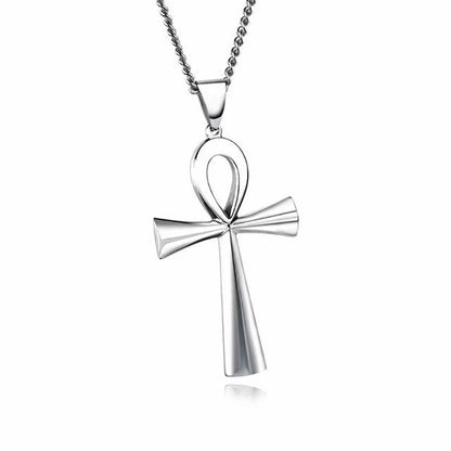 1 Amuleto Pingente Egípcio Ankh Crucifixo Colares Pingentes Aço Inoxidável Símbolo da Vida Colares Cruz Joias