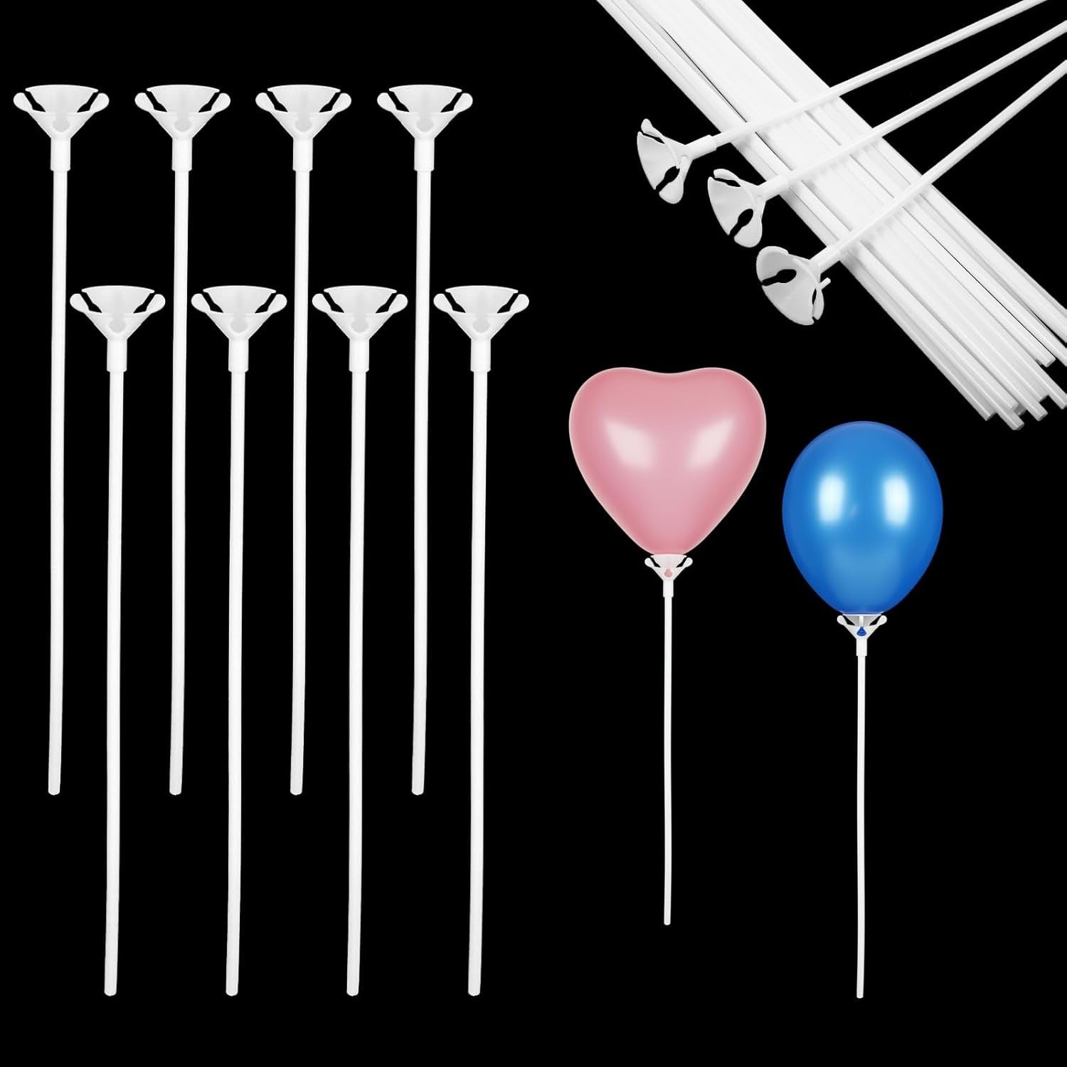 10/20Pcs Multipurpose Plastic Balloon Sticks With Cup White Balloon Holder Birthday Wedding Party Decorations Celebration Supply