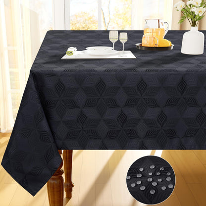 Olanly Rectangle Table Cloth For Home Jacquard Dyeing Tablecloth For Banquet Party Leaf Flower Diagram Polyester Tablecloth Grey