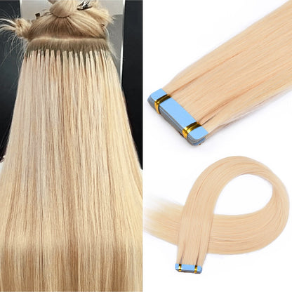 Fita Adesiva Reta para Extensões de Cabelo, Extensões de Cabelo Natural, Fita Adesiva Mini, Invisível, Sem Costura, Loira, Sedosa, Natural para Mulheres