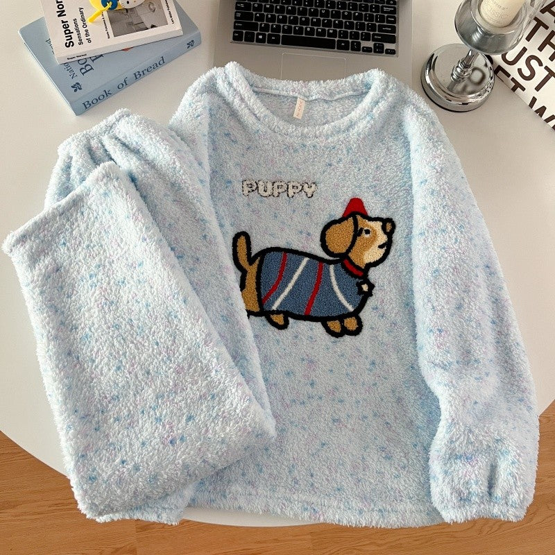 Thickened Warm Women‘s Sleepwear Cartoon HelloKitty Women's Pajamas Set Winter New Cute Fashion Two Sets Nightwear Loungewear