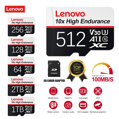 Cartão de Memória Original Lenovo Novo Micro TF SD 2TB 1TB de Alta Velocidade Cartão TF 512GB Classe para Equipamento de Drone Switch PC Jogo de Ps5