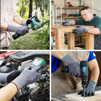 1/2/3 Pares Luvas de Trabalho de Segurança com Pontos Antiderrapantes Revestidas de Nitrilo Luvas de Nylon de Malha Contínua Duráveis para Homens Construção Industrial