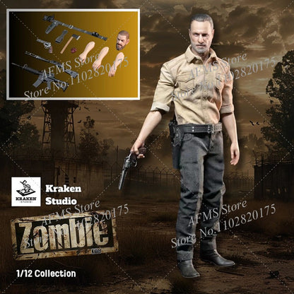 Kraken Studio Figura Colecionável 1/12 Escala Terrifying Zombie Police Killer Rick Conjunto Completo Figura de Ação de Soldado Masculino de 6 Polegadas Modelo