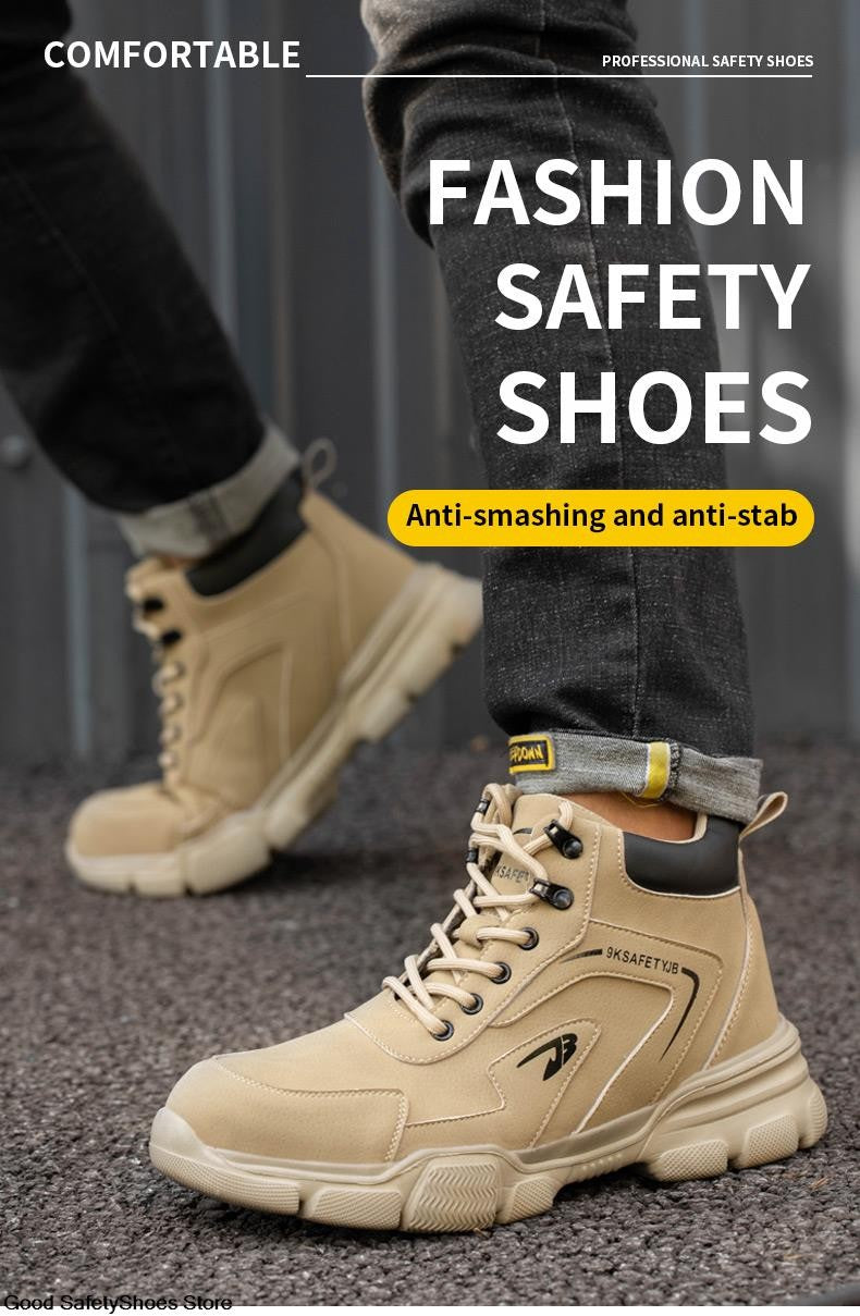 Botas de Segurança Masculinas com Biqueira de Aço Indestrutíveis para Construção Botas de Segurança à Prova de Perfurações Calçados de Trabalho Masculinos Protetores