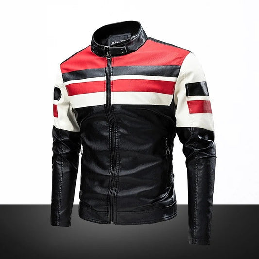 2022 Fashionable Casual Men's Leather Jacket Splice Motorcycle Amazon Vintage Cross-Border Spring Autumn Thin Style Wear