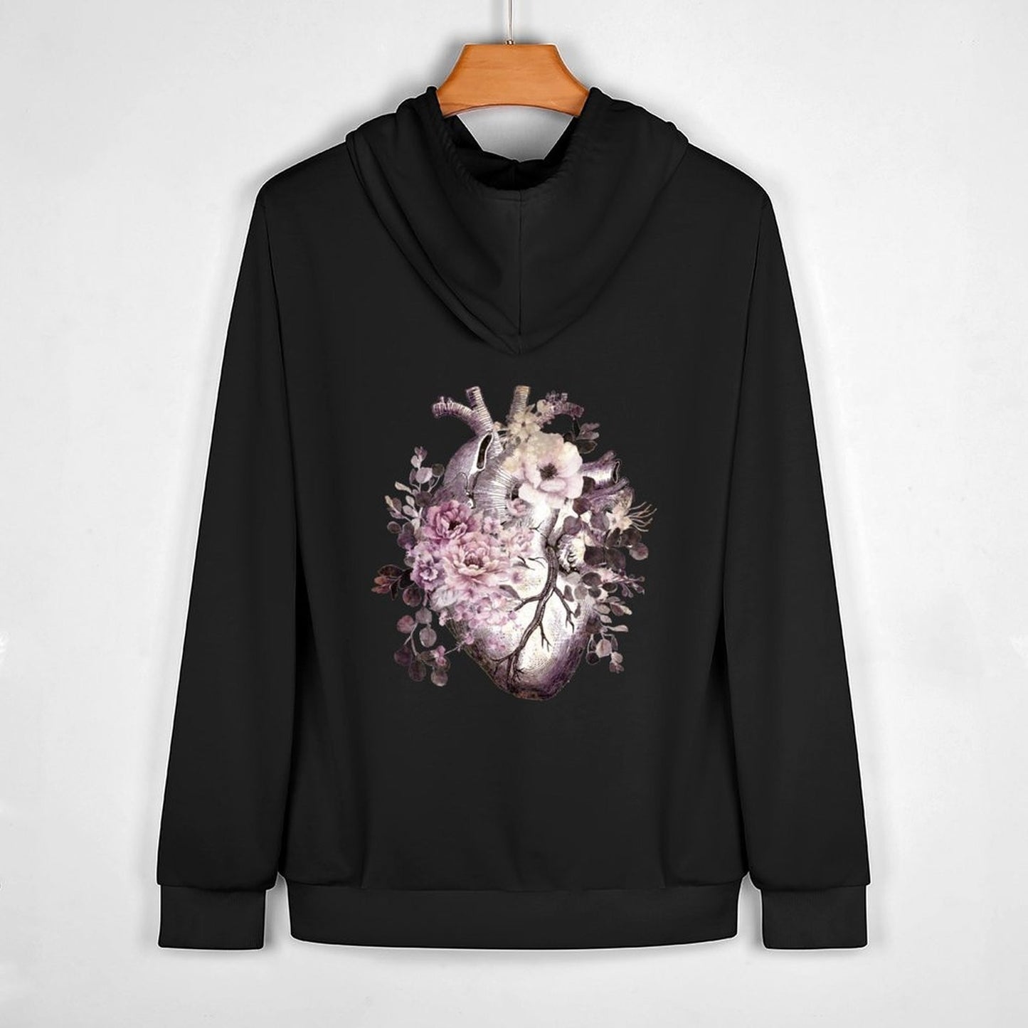 Bloom Floral Heart Human Anatomy pink watercolor style flowers Hoodie fashion men new hooded tee