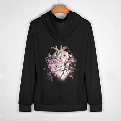 Bloom Floral Heart Human Anatomy pink watercolor style flowers Hoodie fashion men new hooded tee
