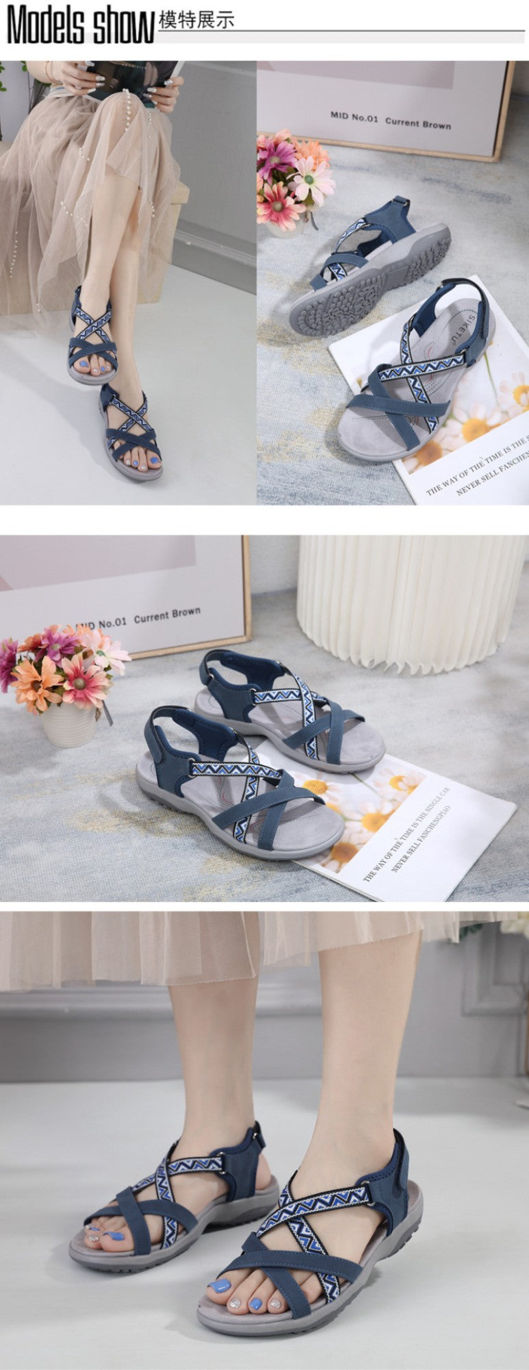 Comfortable Wear-Resistant Flat Shoes New Versatile Fashionable Women's Light And Comfortable Sandals Breathable Ethnic Style