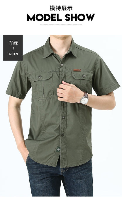 2025 Summer Men Oversized Shirts Casual Loose Breathable Fashion Cotton Shirts Male Work Cargo Shirts Blouses Men Clothing 5XL
