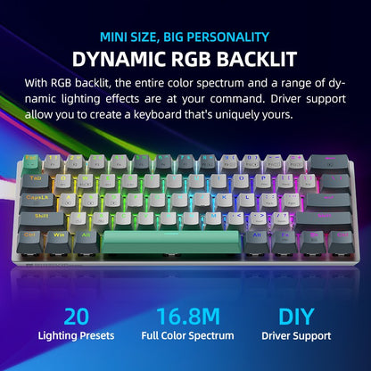 Teclado Mecânico Machenike K500-B61W Tri-mode 60% ANSI Latam-ES Sem Fio Hot-swap para Jogos para PC Gamer