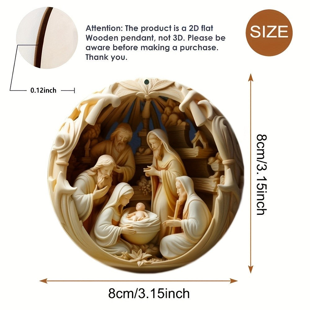 6/12Pcs 2D Painted Christmas Tree Ornament Nativity Christmas Decoration Pendant Creative Holiday Decoration Home Pendant