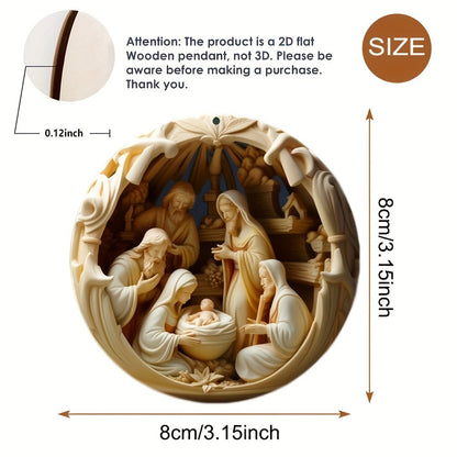 6/12Pcs 2D Painted Christmas Tree Ornament Nativity Christmas Decoration Pendant Creative Holiday Decoration Home Pendant