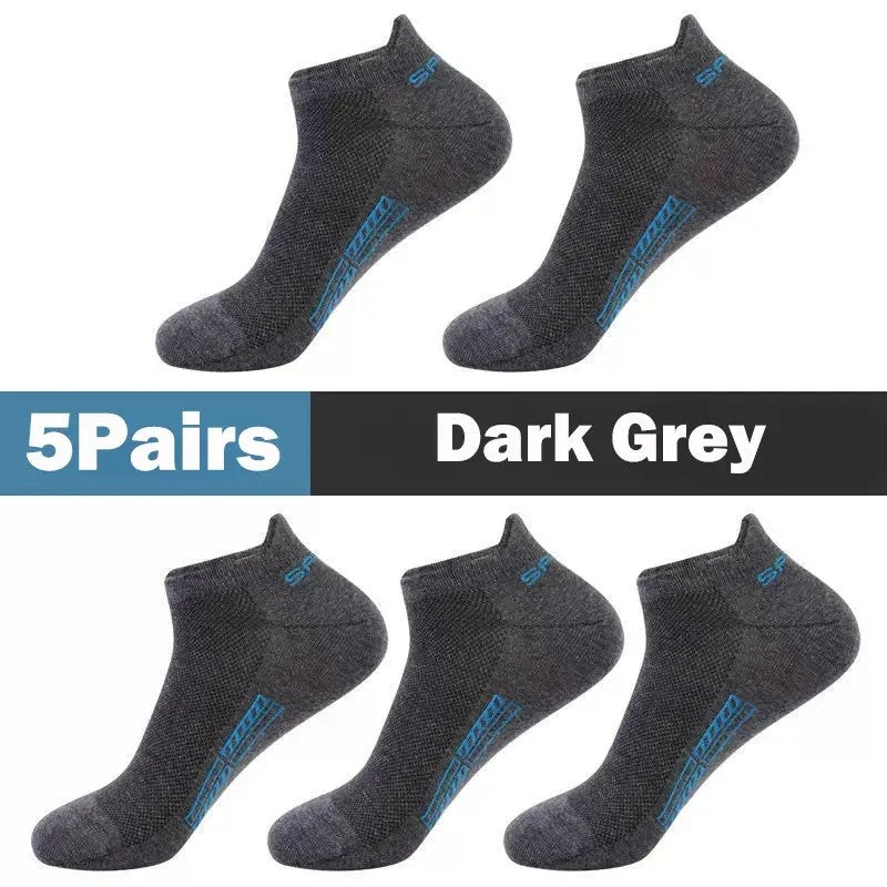 5 Pairs Men's Socks High Quality Women's Low Cut Round Neck Ankle Socks Sports Mesh Breathable Summer Autumn Men's Boat Socks
