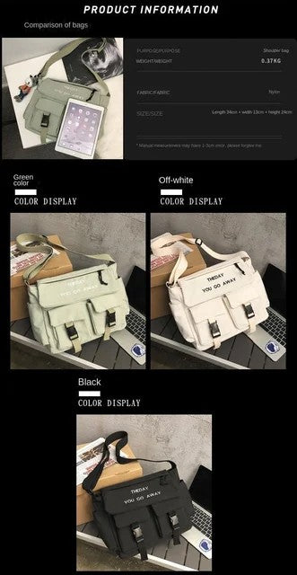 Nylon Crossbody Bags for Men Women Large Capacity Handbags Shoulder Bag Casual Youth Canvas Messenger Bag Student School Bags