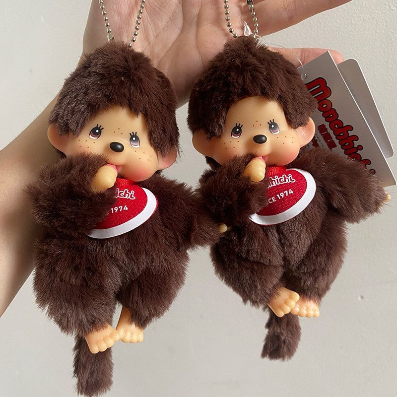 Kawaii Monchichi Doll Figure Keychain Furry Chimutan Monchhichi Figurines Hanger Pendant Bags Charm Accessories Small Gift