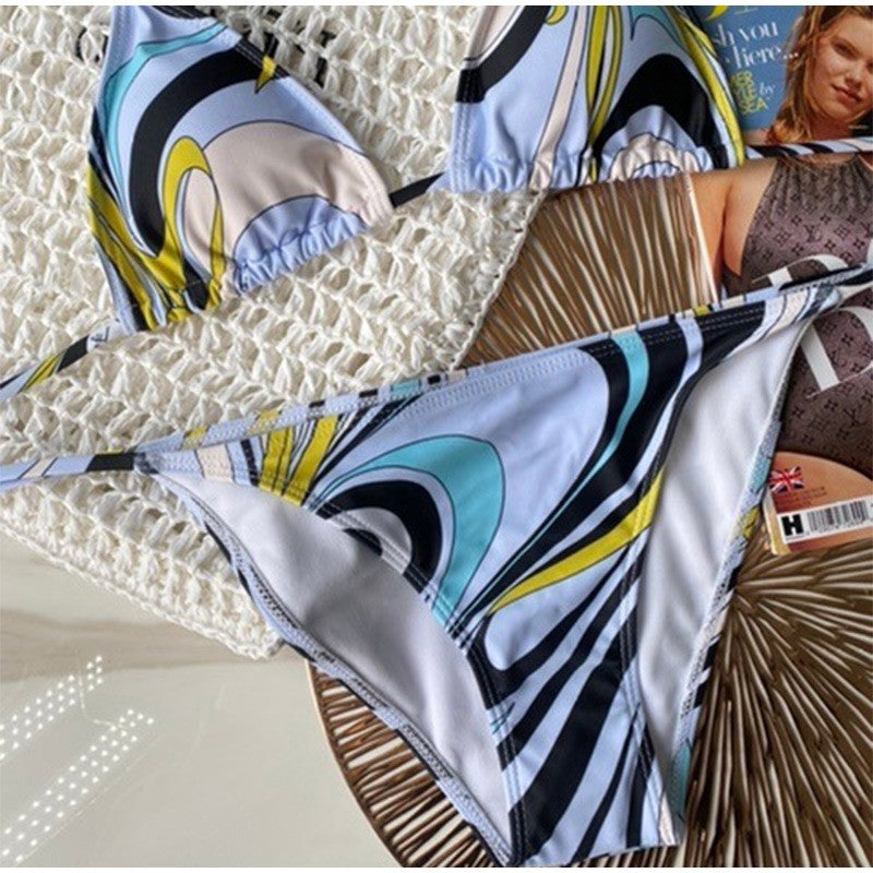 Luxury Design Women's Sexy Small Chest Push-up Kini Set Swimsuit Brand Beach Swimsuit Print Belly-covering Slimming Swimsuit