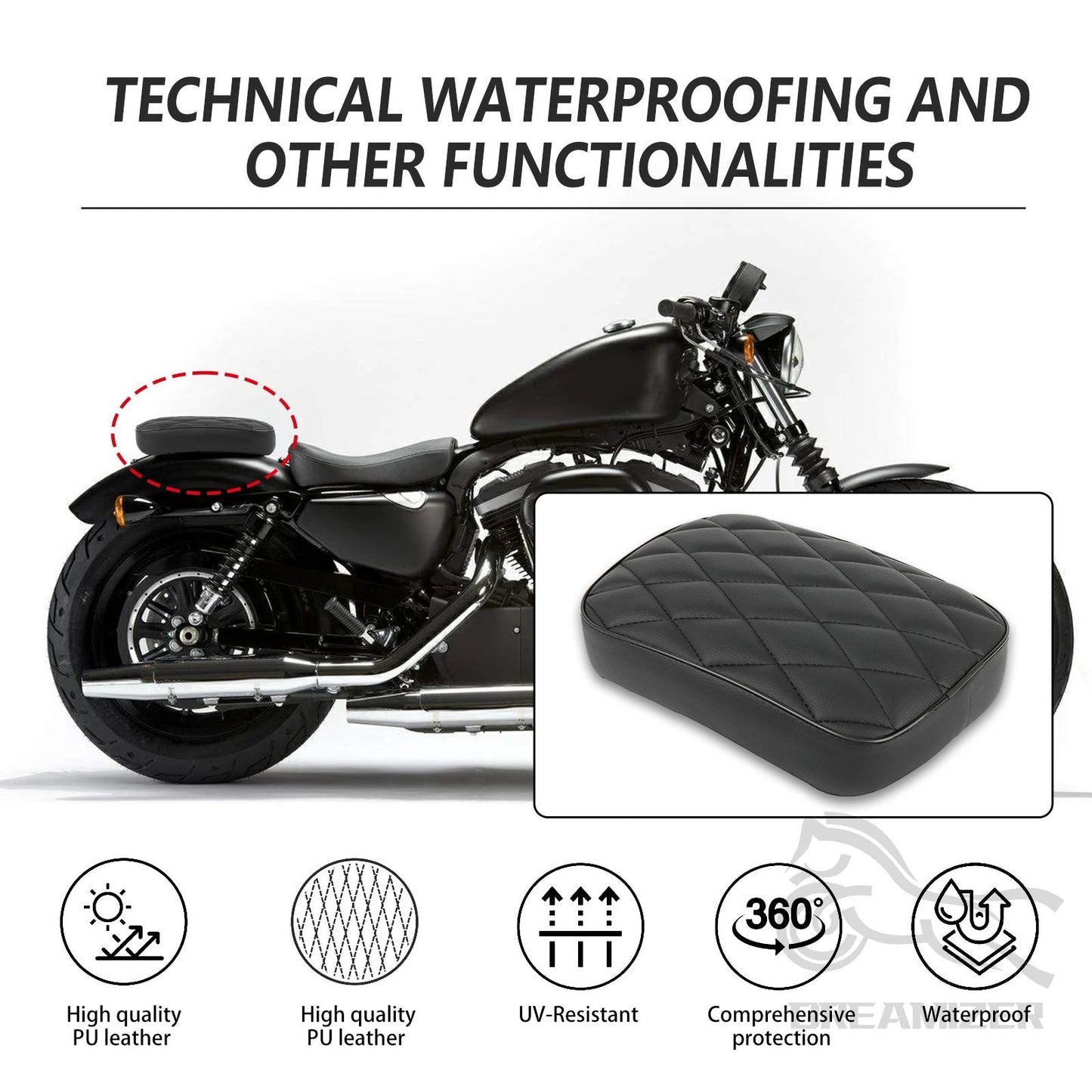 Universal Nova Moto Preta Ventosa Traseira Pillion Almofada do Assento do Passageiro para Harley 883 1200 48 Choppers Bobber