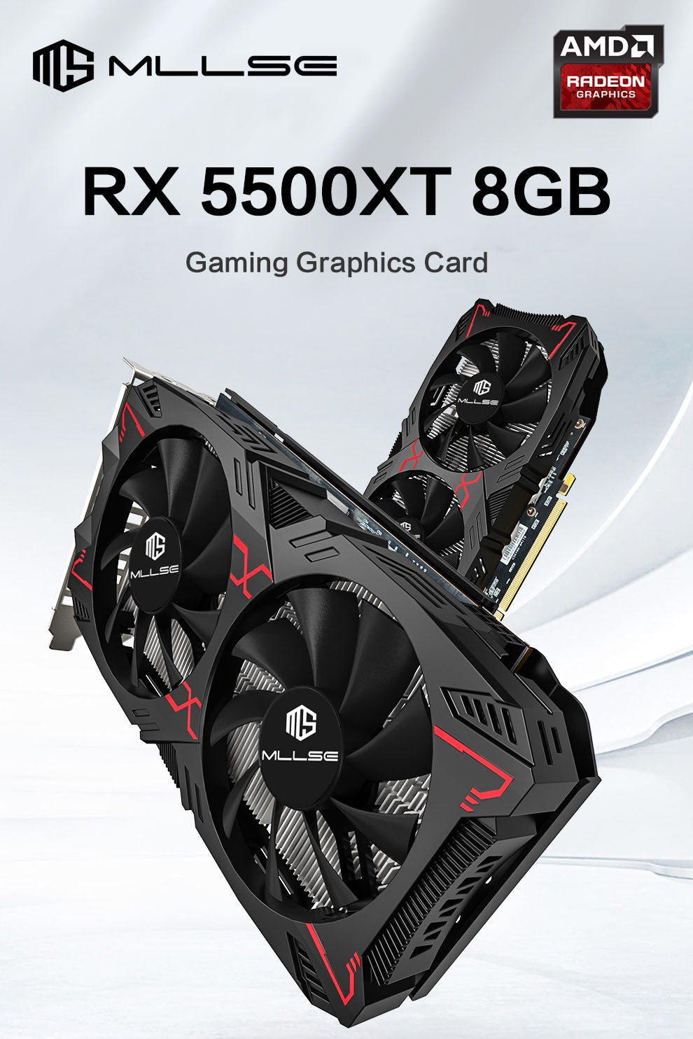 Placa de Vídeo Gamer MLLSE AMD RX5500XT 8G 8GB 128Bit GDDR6 PCI-E 4.0×8 GPU Radeon rx5500xt 8gb