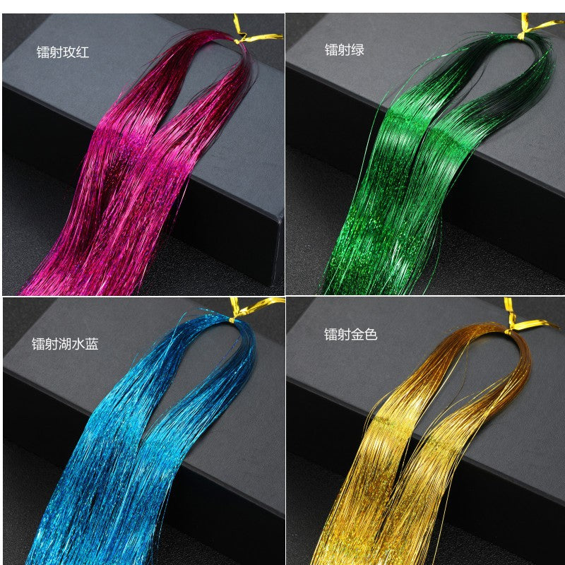 Hair Tinsel Kit With Tool 4200 strands Fairy Tinsel Hair Extensions 12 Color Sparkling Shiny Heat Resistant Highlights Glitter