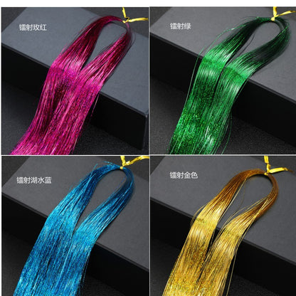 Hair Tinsel Kit With Tool 4200 strands Fairy Tinsel Hair Extensions 12 Color Sparkling Shiny Heat Resistant Highlights Glitter