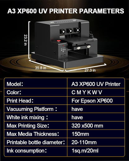 A3 UV Printer XP600 UV Flatbed Printing Machine with Varnish A4 A3 UV DTF Printer For Pen Metal Wood Acrylic UV Sticker Printer