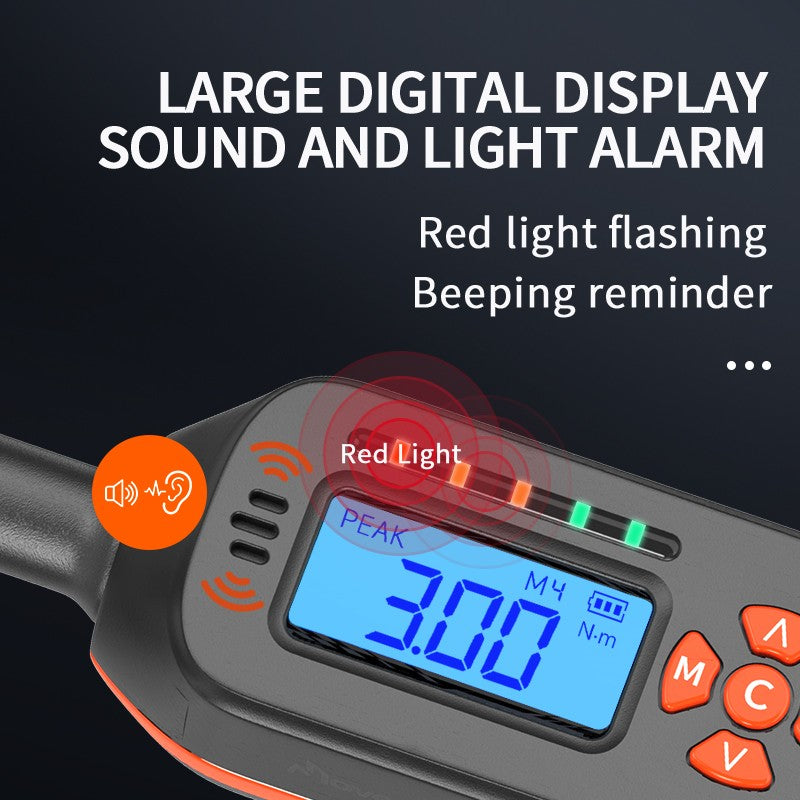 Chave de Torque Digital MOVECRAB 1.5-340 N.m com Valores Predefinidos, Precisão de 2%, Buzzer e Notificação por Flash LED