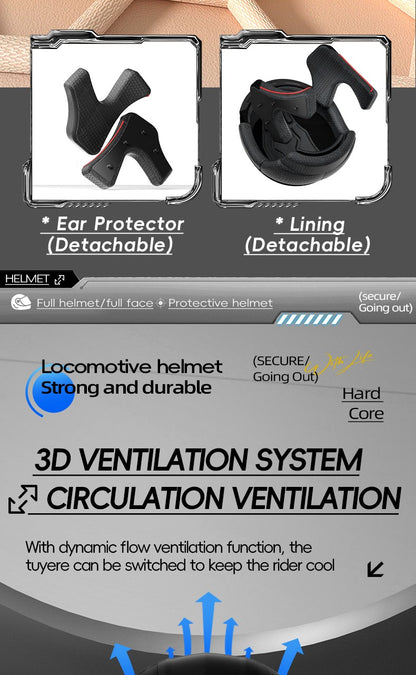 AD Capacete integral descoberto para homens, outono e inverno, quente, para motociclismo, indispensável