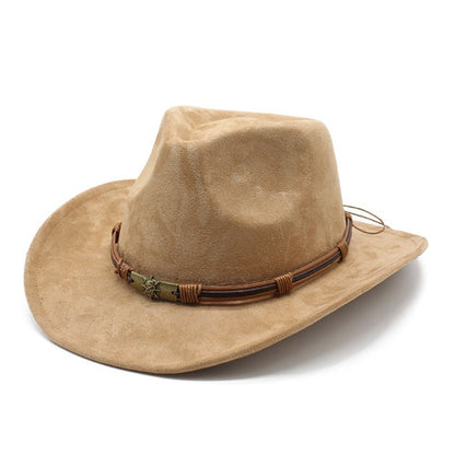 New Artificial Suede Cowboy Hats Big-edge Breathable Jazz Knight Hats Solid Color Party Cosplay Hat Spring