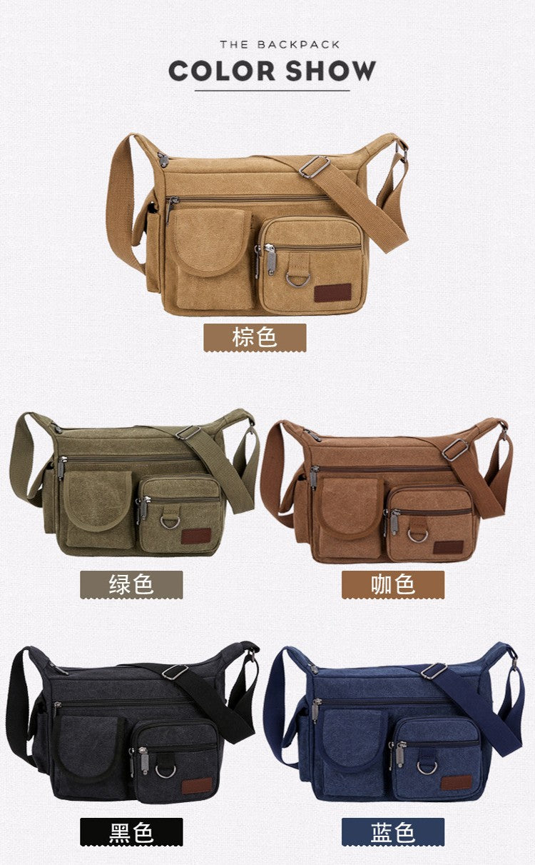 Men's Canvas Messenger Bag Single Shoulder High Quality Crossbody Bag Messenger Bag Commuter Travel Daily Use With Compartment