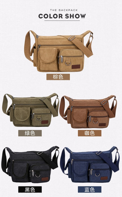 Men's Canvas Messenger Bag Single Shoulder High Quality Crossbody Bag Messenger Bag Commuter Travel Daily Use With Compartment