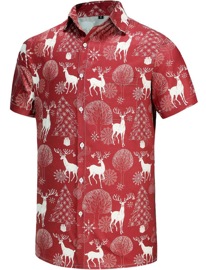 KYKU Hawaiian Shirts for Men Santa Claus Party Casual Button Down Short Sleeve Shirt with Pocket