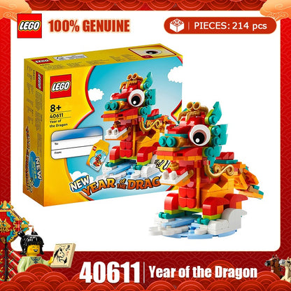 Lego 40573 Árvore de Natal 40611 O Ano do Dragão Brinquedos de montar quebra-cabeça infantil Presente de Natal