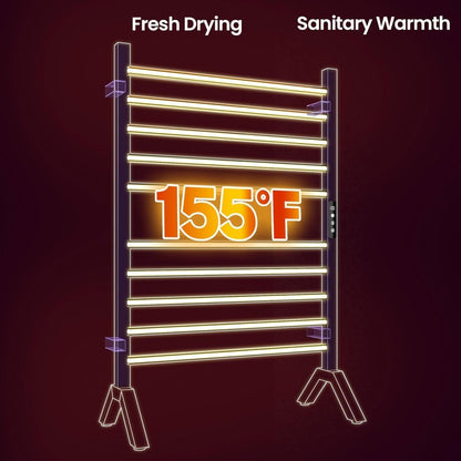 Poloma Wall Mounted & Freestanding Towel Warmer Rack for Bathrooms, Electric Heated Towel Rack Heater, Stainless Steel, Matt Bla