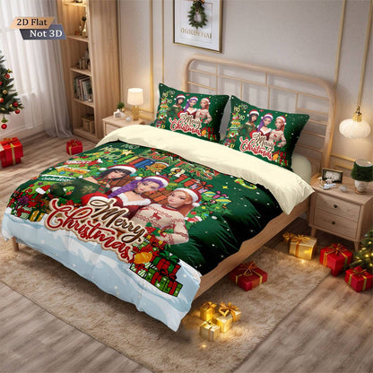 3pcs Christmas K-Pop Demon Hunters print coreless duvet cover set multi size bedroom bedding holiday decoration machine washed