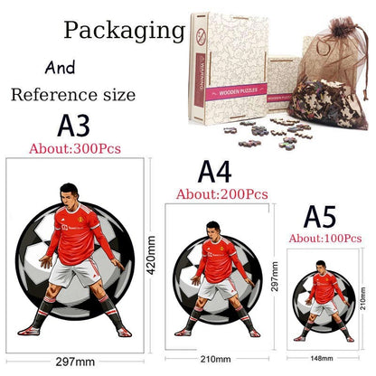 irregular Football Star Wooden Jigsaw Sports Stars Puzzle for Kids Adults Educational Fabulous Gift 300 Pcs DIY Puzzle Toys