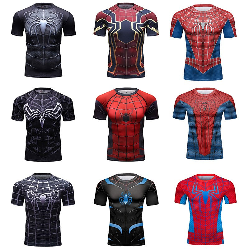 New Men Comics Cosplay Spiderman Iron Man Compression T-shirt Short Sleeve Sport Tees Tops Fitness Sportwear Marvel Clothes