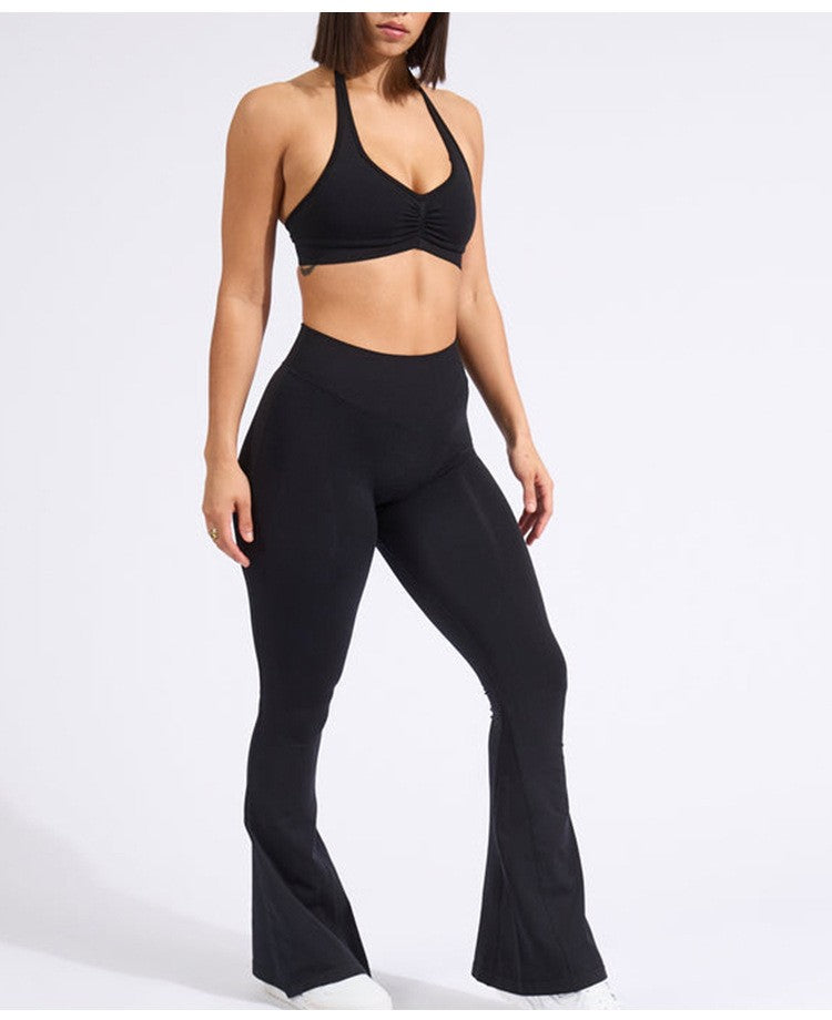 Sports Bra Strappy Backless Yoga Gym Bra Removable Cups Women Workout Clothing Gym Top Halter Sport Bras 6 colors