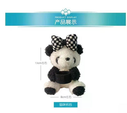 New Soft Panda Car Doll, Funny Cartoon Gear Shift Knob Cover Anti-Skid Dashboard Ornament for Automotive Interior Decor