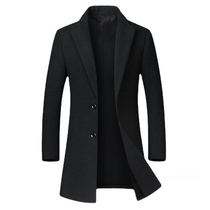 New Winter Men Cashmere Trench Coats Wool Blends Overcoats Business Casual Trench Long Jackets Male Slim Blends Coats Size 4XL