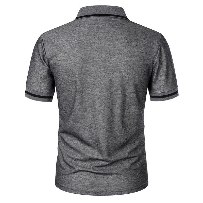 New Men's Short Sleeve Polo Shirts Solid Color Casual T-shirt Summer Trendy Breathable Loose Basic Splice Top Pockets Men Shirts