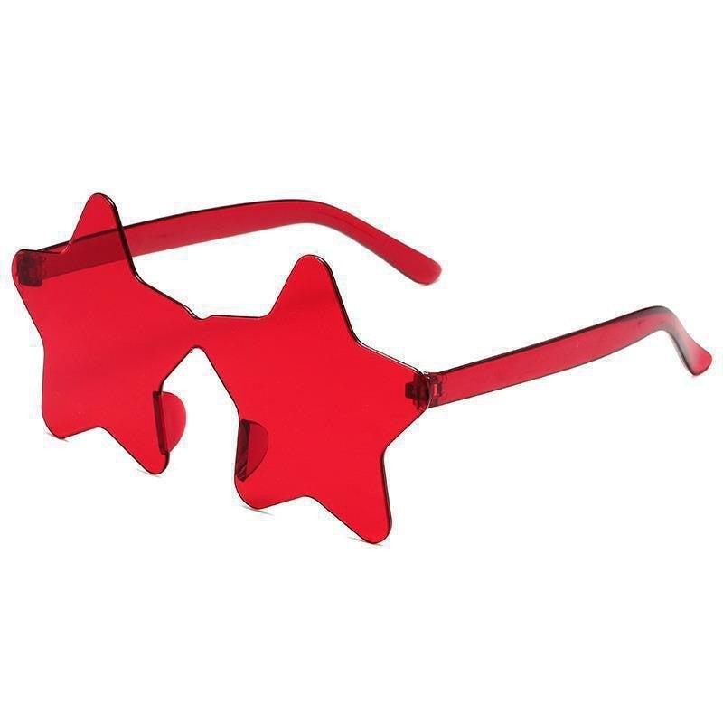 Star Shaped Sunglasses Rimless Colorful Transparent Glasses for Women Men Festival Birthday Cosplay Beach Summer Party Supplies