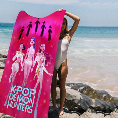 Kpop D-demon Hunters Microfiber Beach Towel Absorbent Quick Dry Soft Yoga Swimming Resort Mountain Climbing Towel