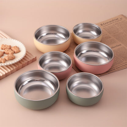 Color Kids 2PCS Stainless Steel Bowl Tableware Set For Baby Feeding Detachable Silicone Food Dish Plate BPA Free Kids Dinnerware