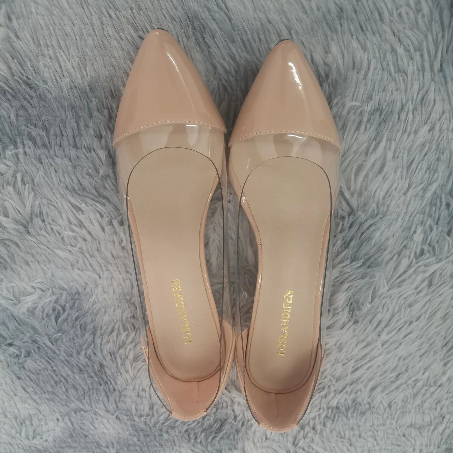 Women Patent Leather Sexy Pumps 2025 Autumn PVC Transparent 5cm Low Heel Pointed Toe Slip-on Thin High Heels Party Wedding Shoes