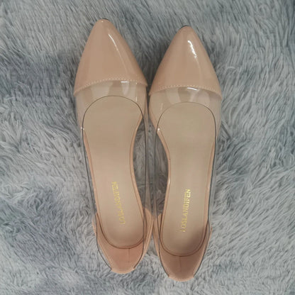 Women Patent Leather Sexy Pumps 2025 Autumn PVC Transparent 5cm Low Heel Pointed Toe Slip-on Thin High Heels Party Wedding Shoes
