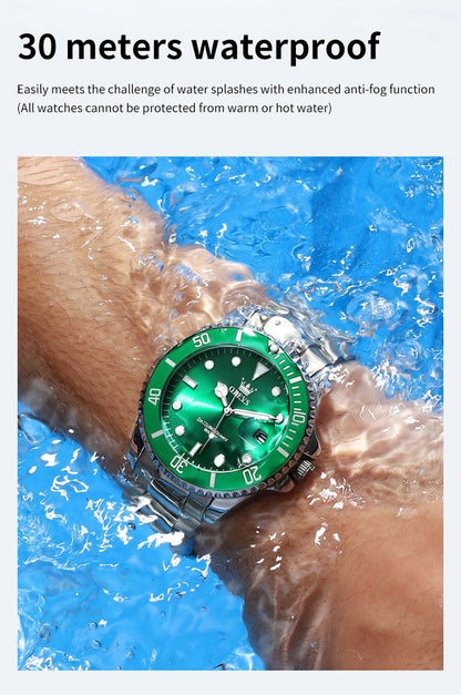 OLEVS 5885 Man Watch Original Brand Waterproof Quartz Watch Stainless Steel Strap Automatic Date Mens Gifts Watches For Man